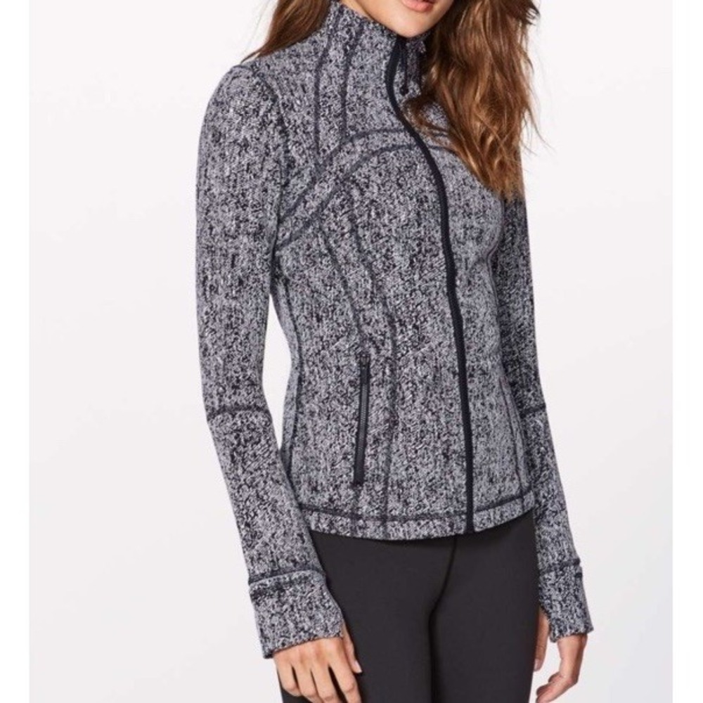 LULULEMON sz 6 DEFINE Jacket IRREGULAR DENIM TWILL Pattern Black/White ~LUON!